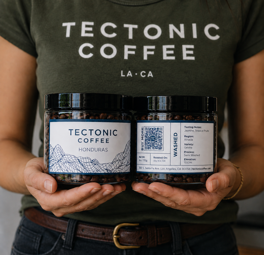 Tectonic Coffee direct trade partners Moisés Herrera and Marysabel Caballero at their farm in Honduras