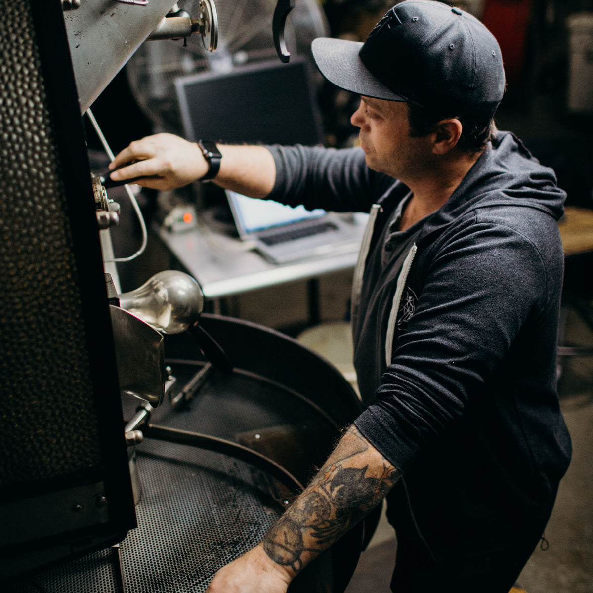 Deaton with the first Tectonic Coffee batch