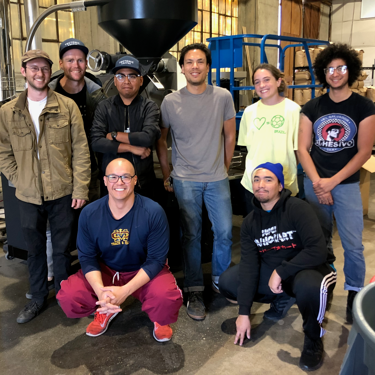 Tectonic Coffee roasting team at The Pulley Collective in 2019