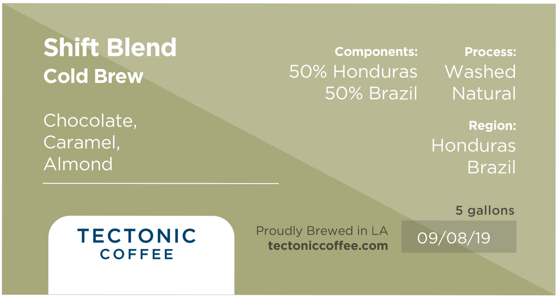 Tectonic Coffee Cold Brew 5 Gallon