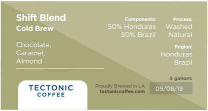 Tectonic Coffee Cold Brew 5 Gallon